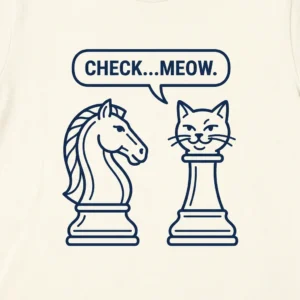 Check Meow Cat Chess Pun T-Shirt - Funny Subtly Asian Inspired Tee