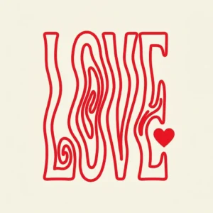 Retro Wavy Love T-Shirt - Groovy Valentine's Day Distorted Text Tee