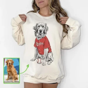 Custom Dog Baseball Sweatshirt - Personalized Pet Portrait Sports Apparel