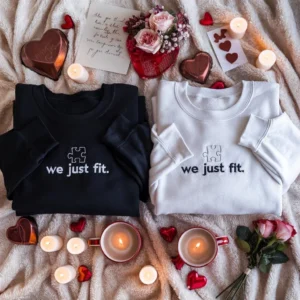 Matching Couples Sweatshirts We Just Fit Puzzle Design Gift