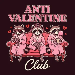 Anti Valentine Club Raccoon Shirt - Funny Trash Panda Galentine Gift