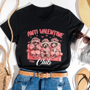 Anti Valentine Club Raccoon Shirt - Funny Trash Panda Galentine Gift
