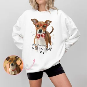Custom Dog Valentine Sweatshirt - Personalized Pet Portrait Gift