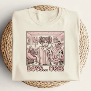 Boys... Ugh! Vintage Comic Girlhood T-Shirt - Retro 90s Sleepover Tee
