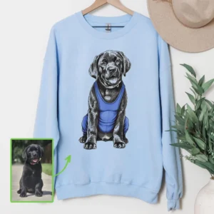 Custom Black Lab Sketch Sweatshirt - Personalized Pet Portrait Gift